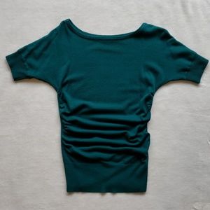 The Limited Teal Ruched Short-Sleeve Sweater Sz S